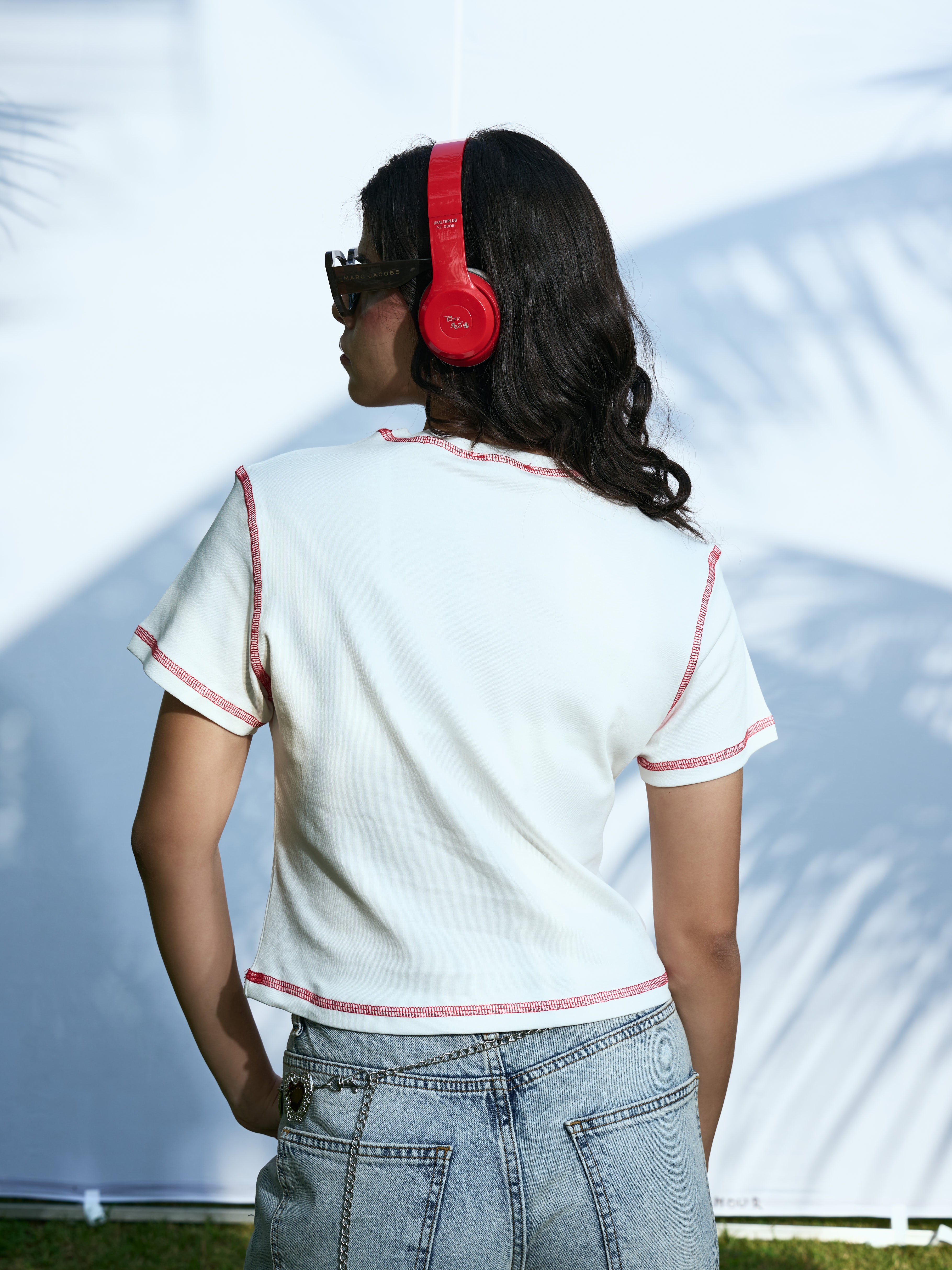 Contrast Love Tee - White