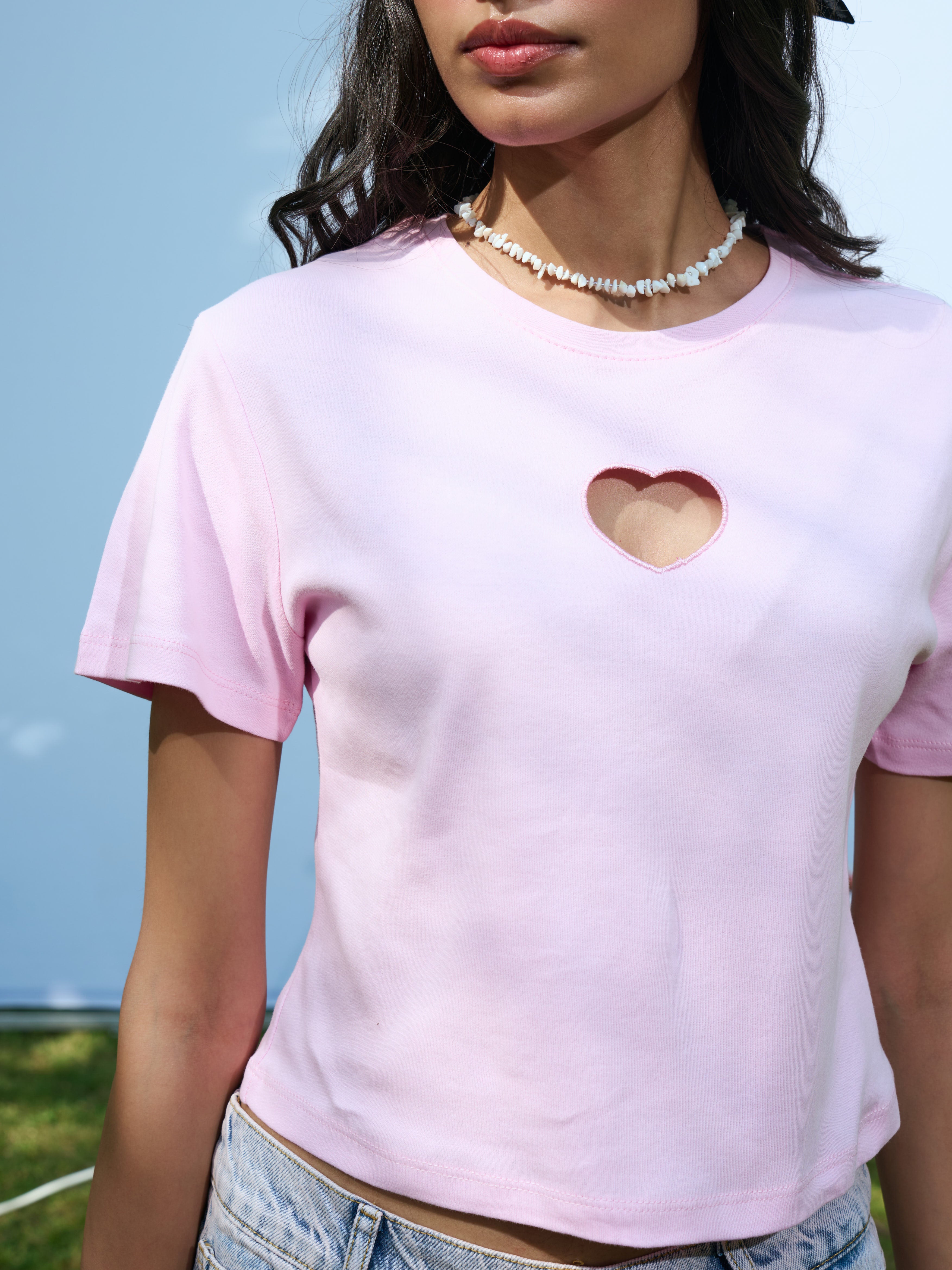 Sweetheart Cutout Top - Cloud Pink