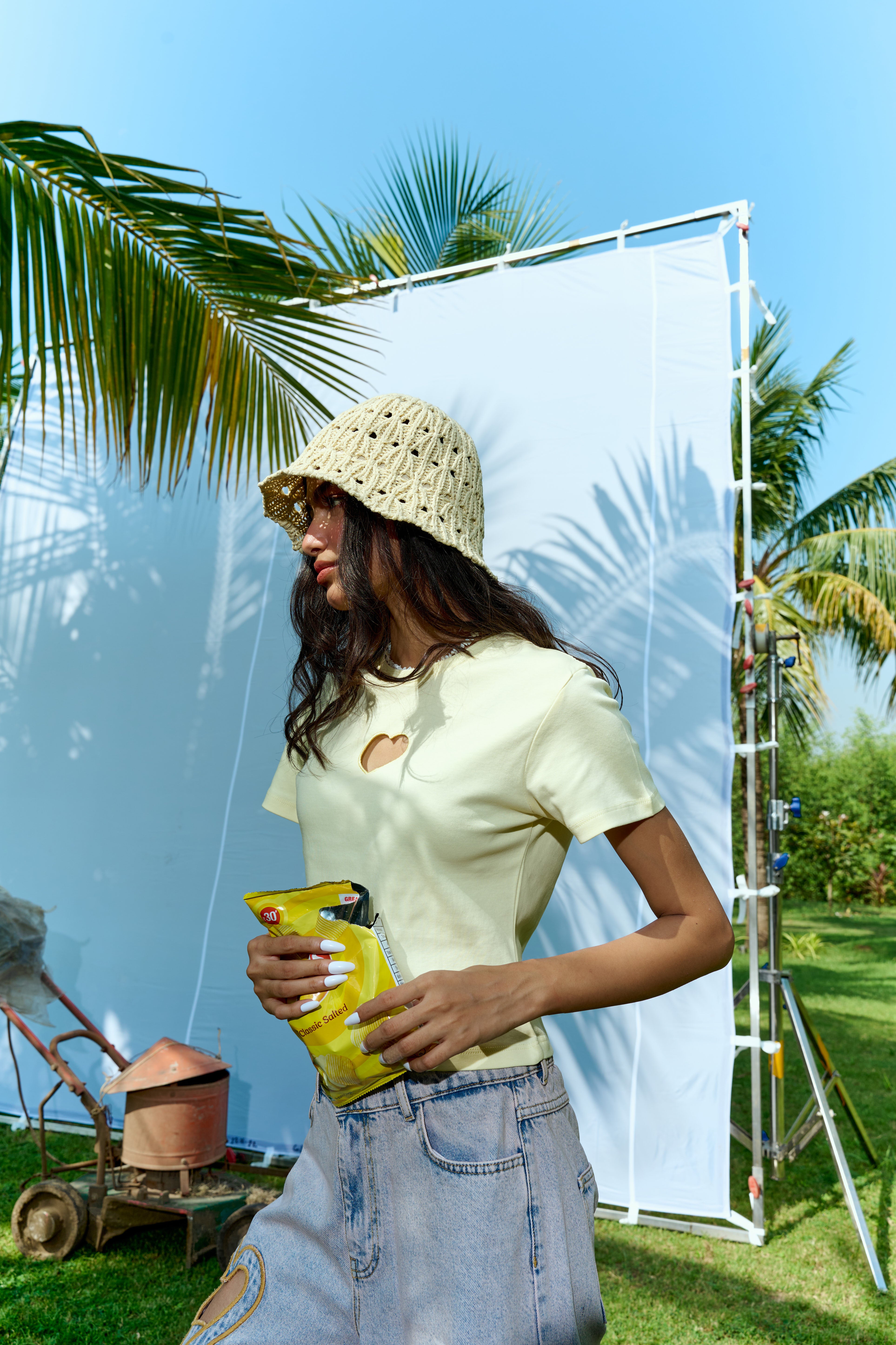 Sweetheart Cutout Top - Lemon Yellow