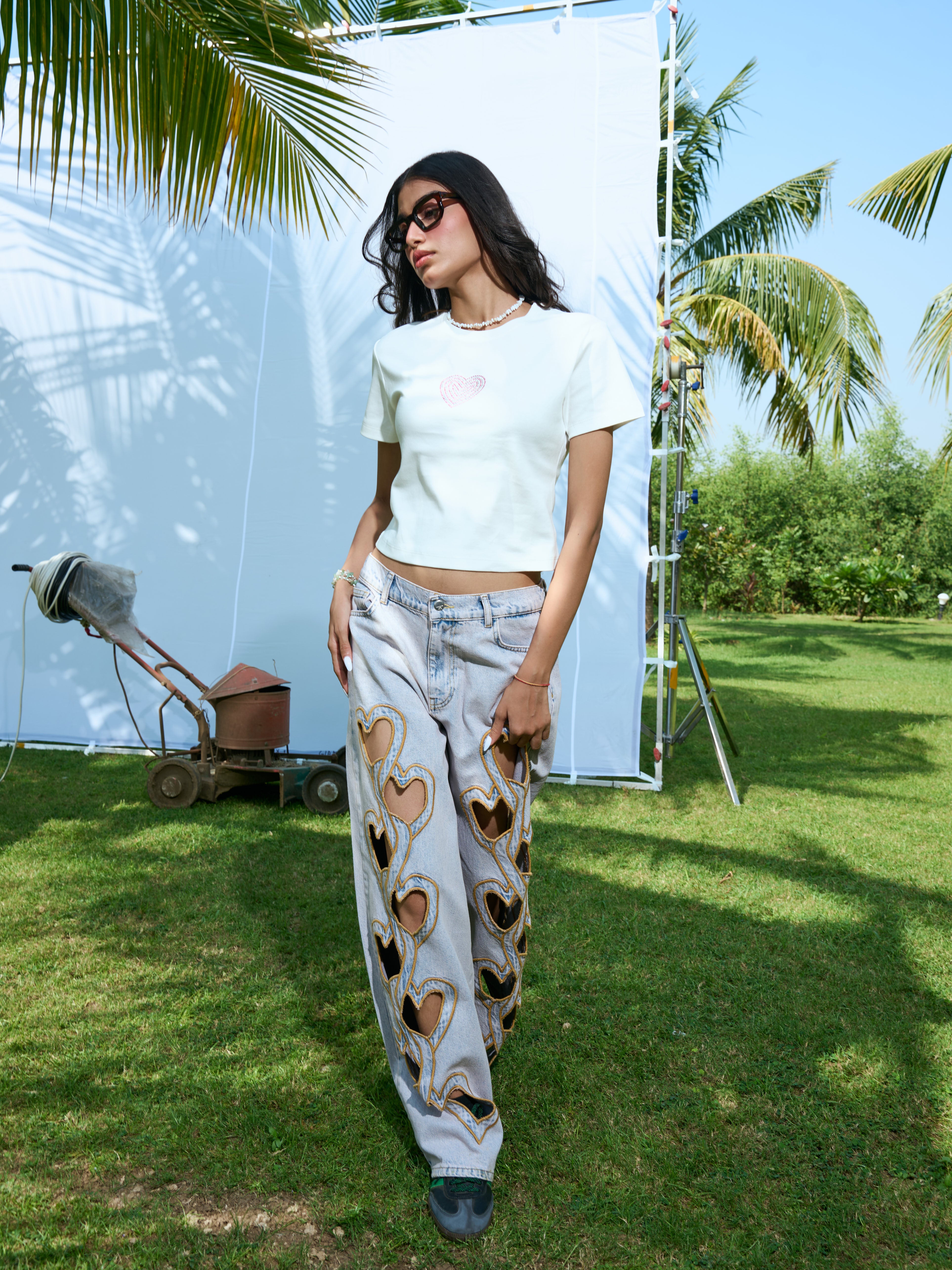 Soft Glow Heart Top - White