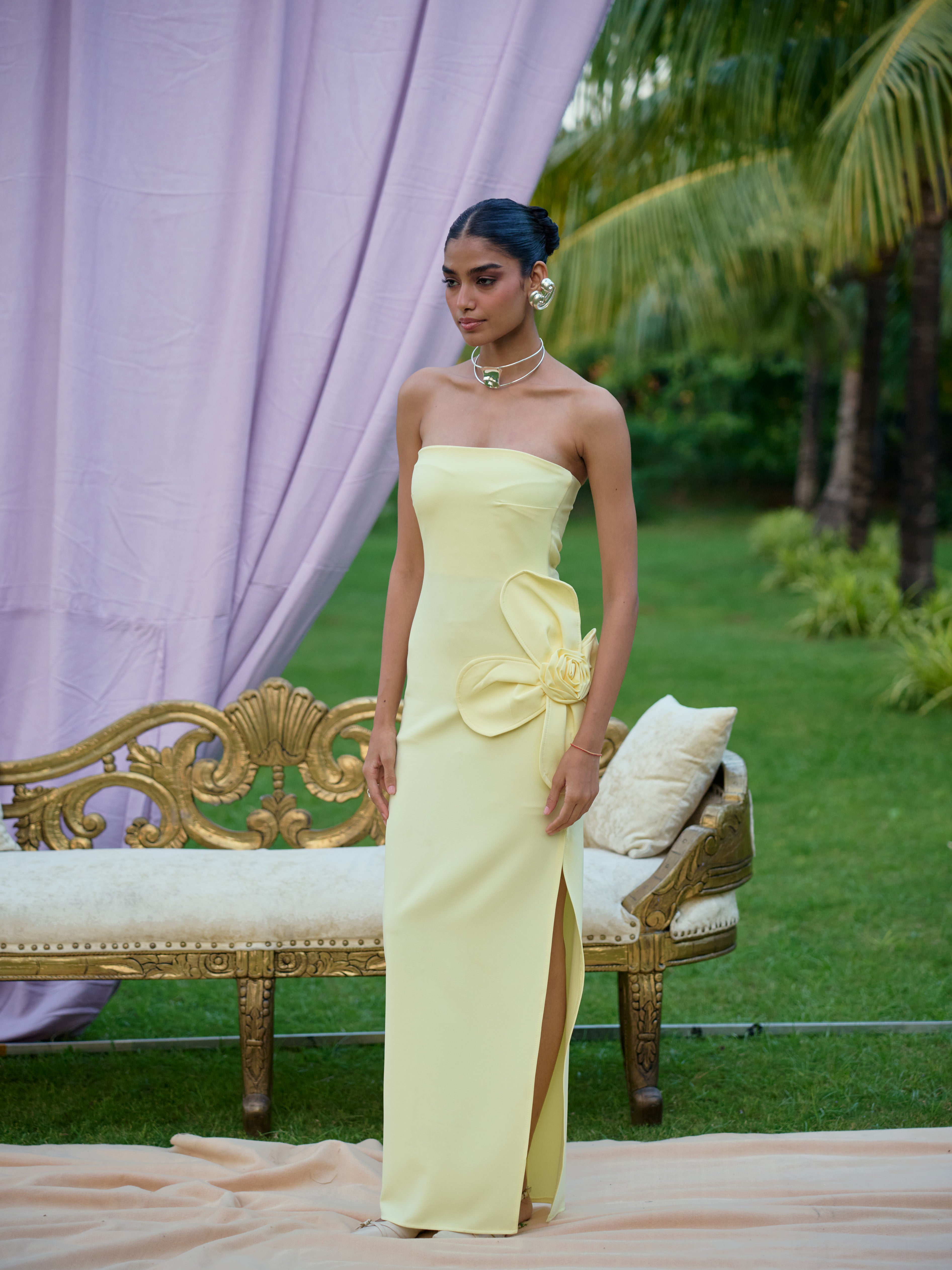 Solène Petal Dress - Butter Yellow