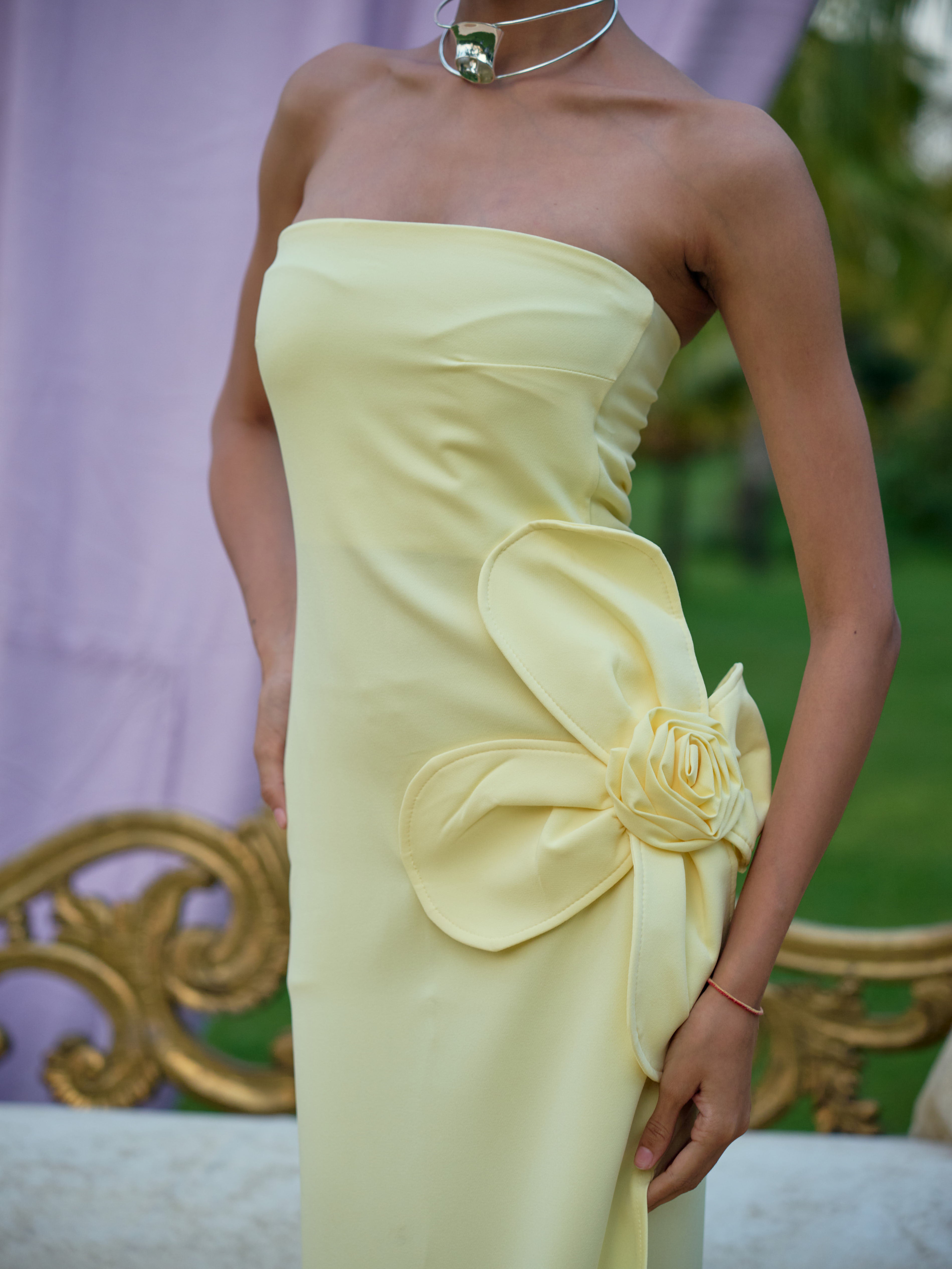 Solène Petal Dress - Butter Yellow