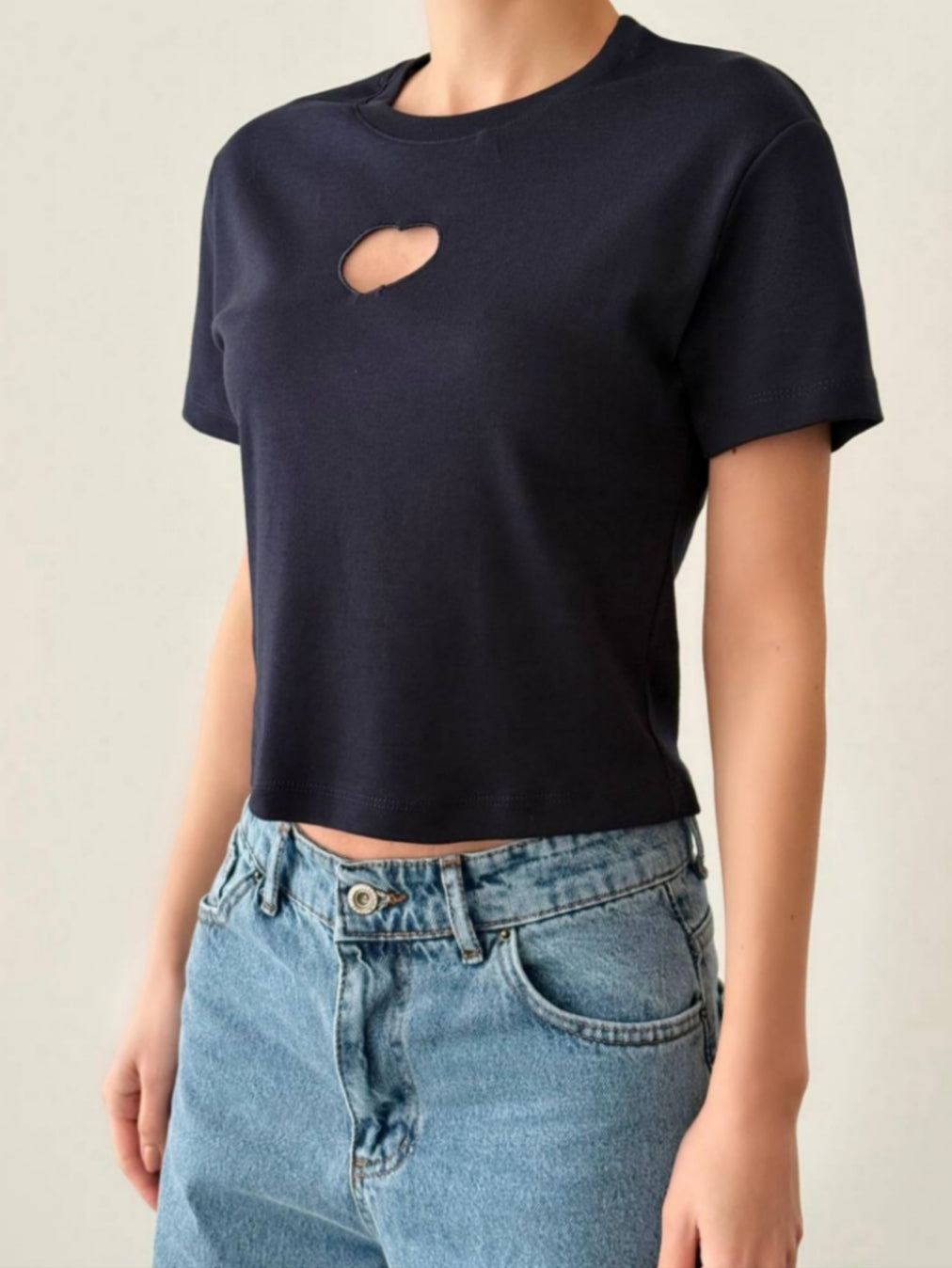 Sweetheart Cutout Top - Black