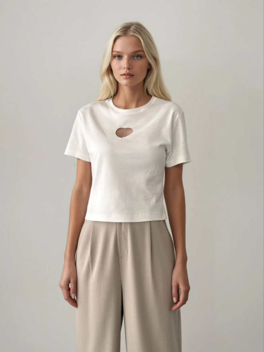 Sweetheart Cutout Top - White