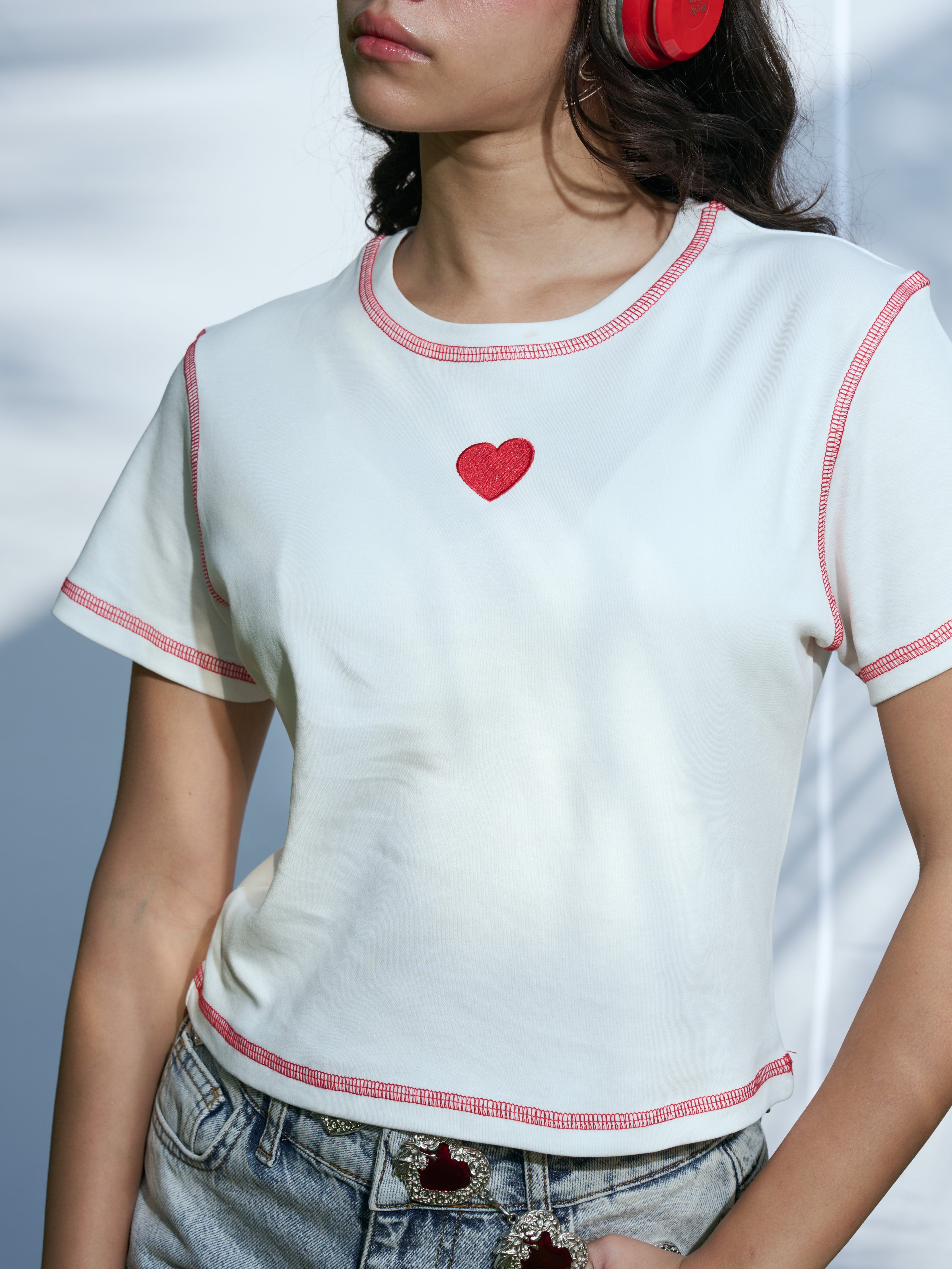 Contrast Love Tee - White
