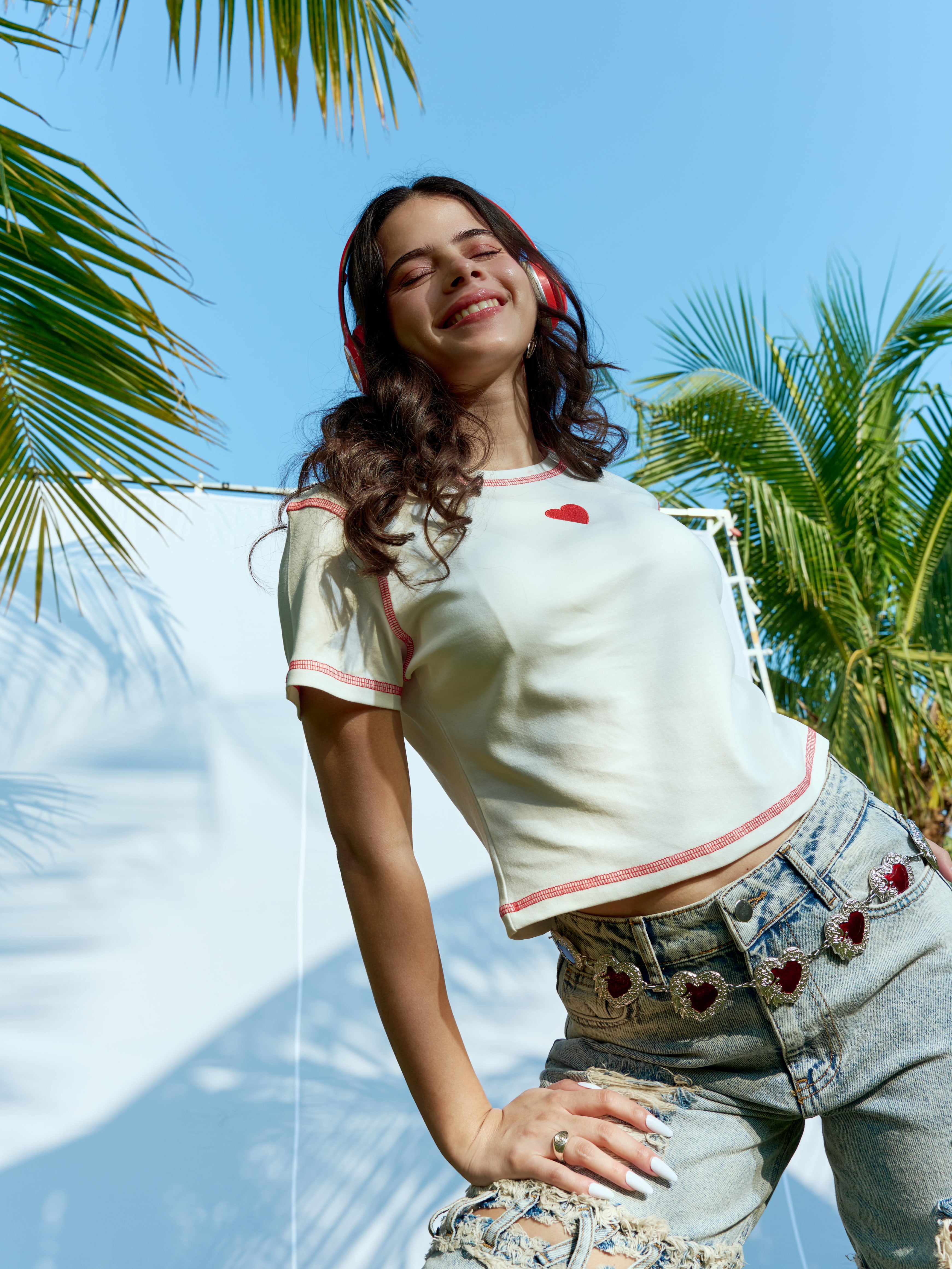 Contrast Love Tee - White