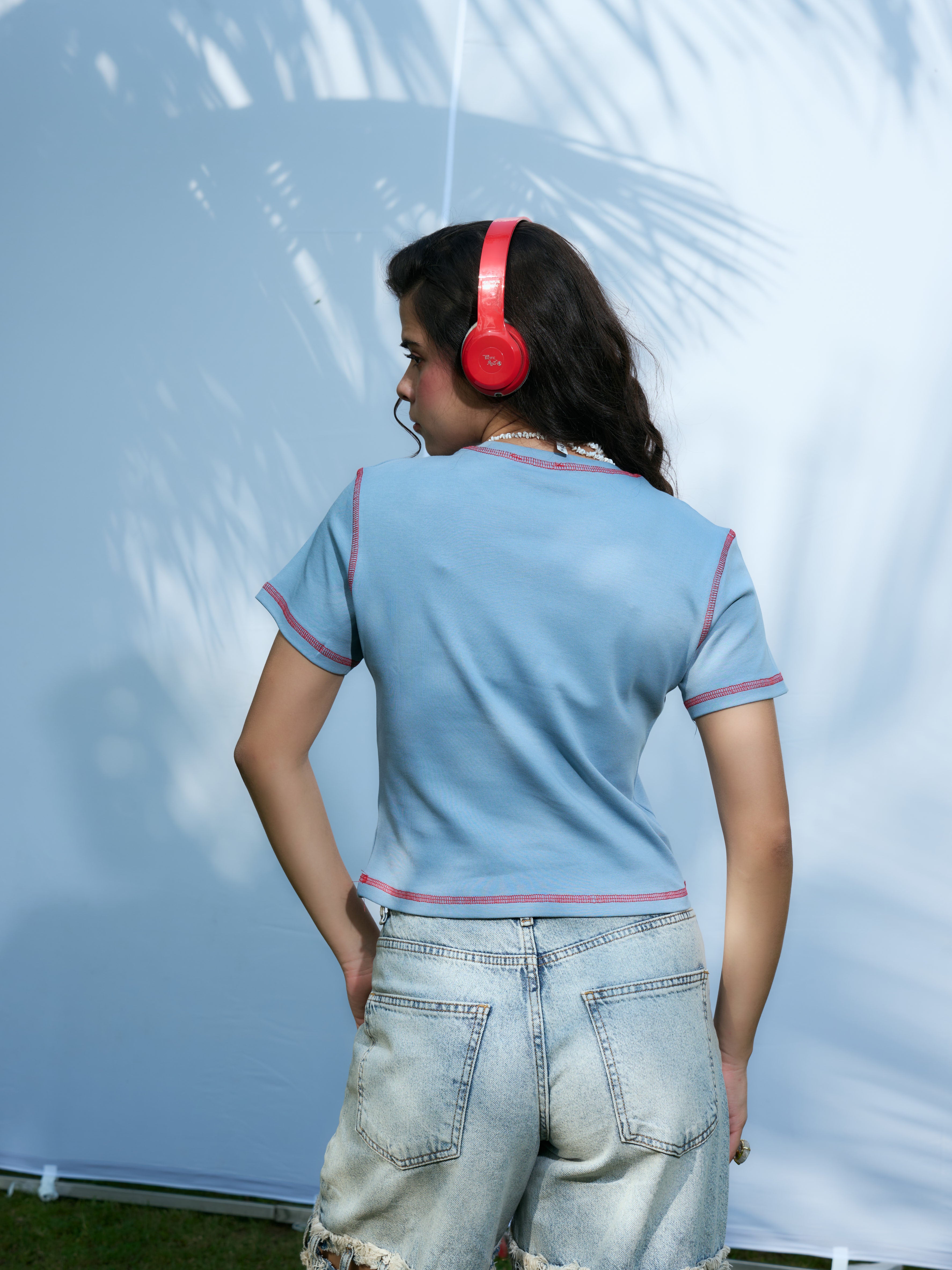 Contrast Love Tee - Baby Blue