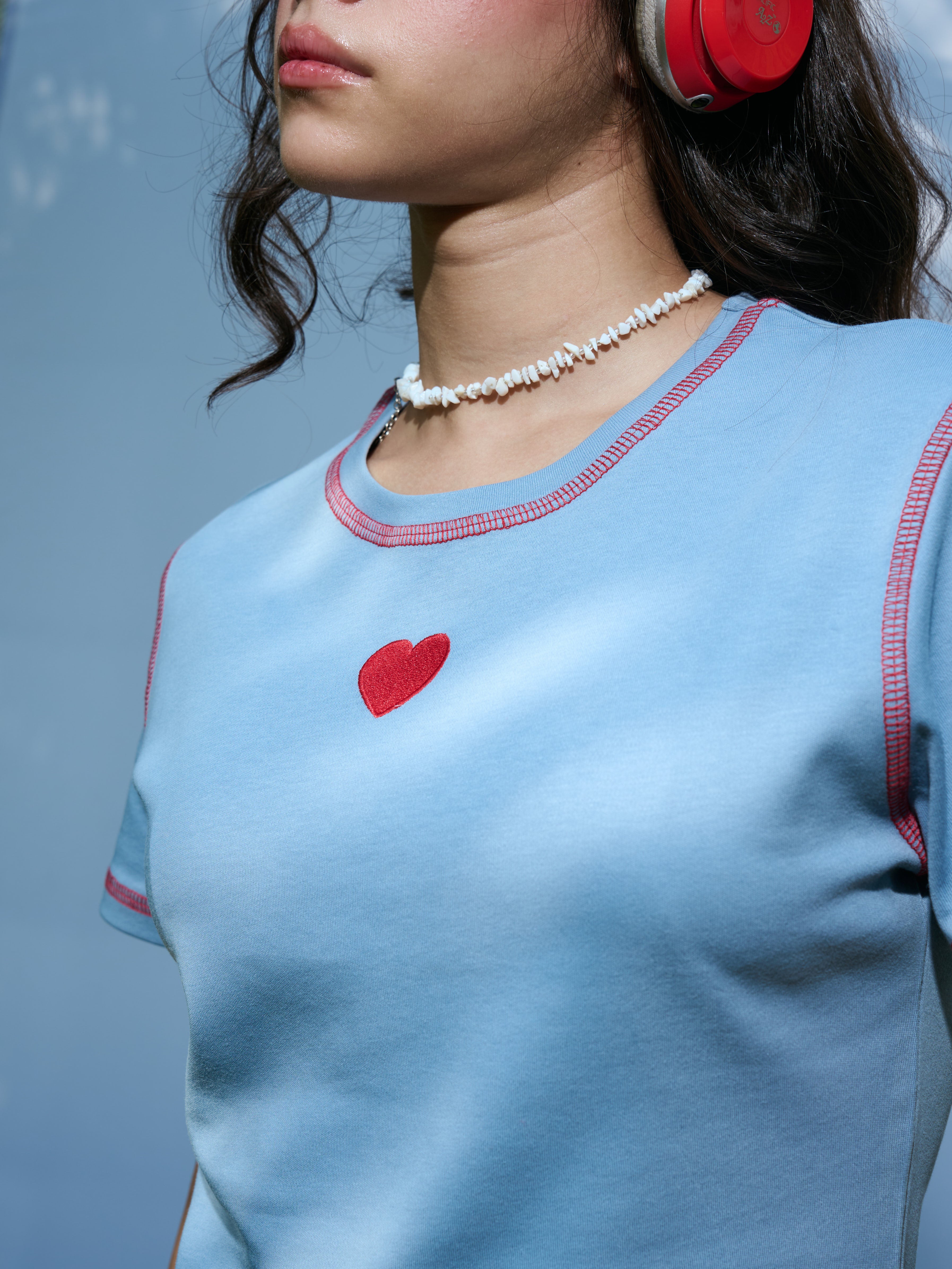 Contrast Love Tee - Baby Blue