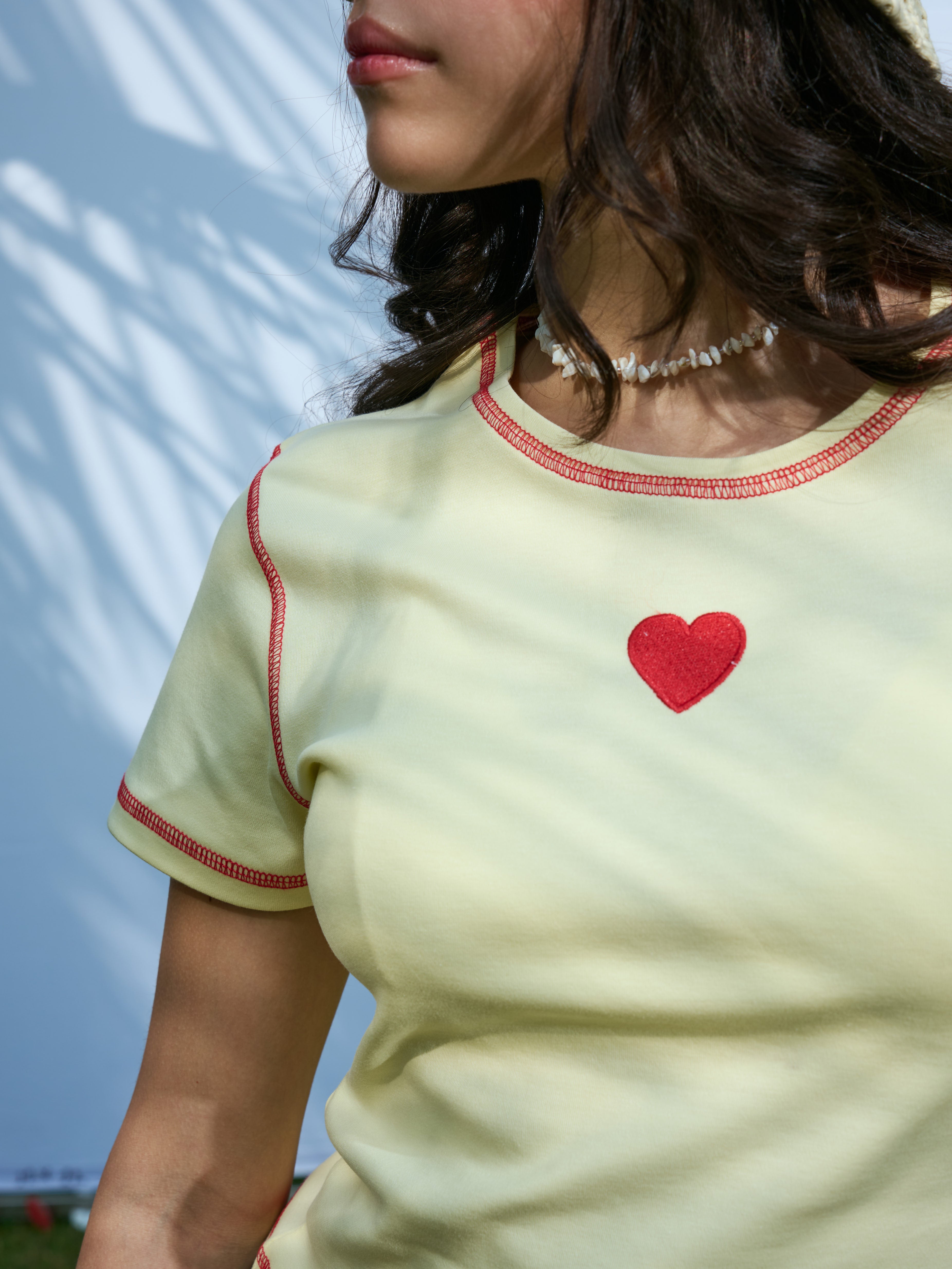 Contrast Love Tee - Lemon Yellow