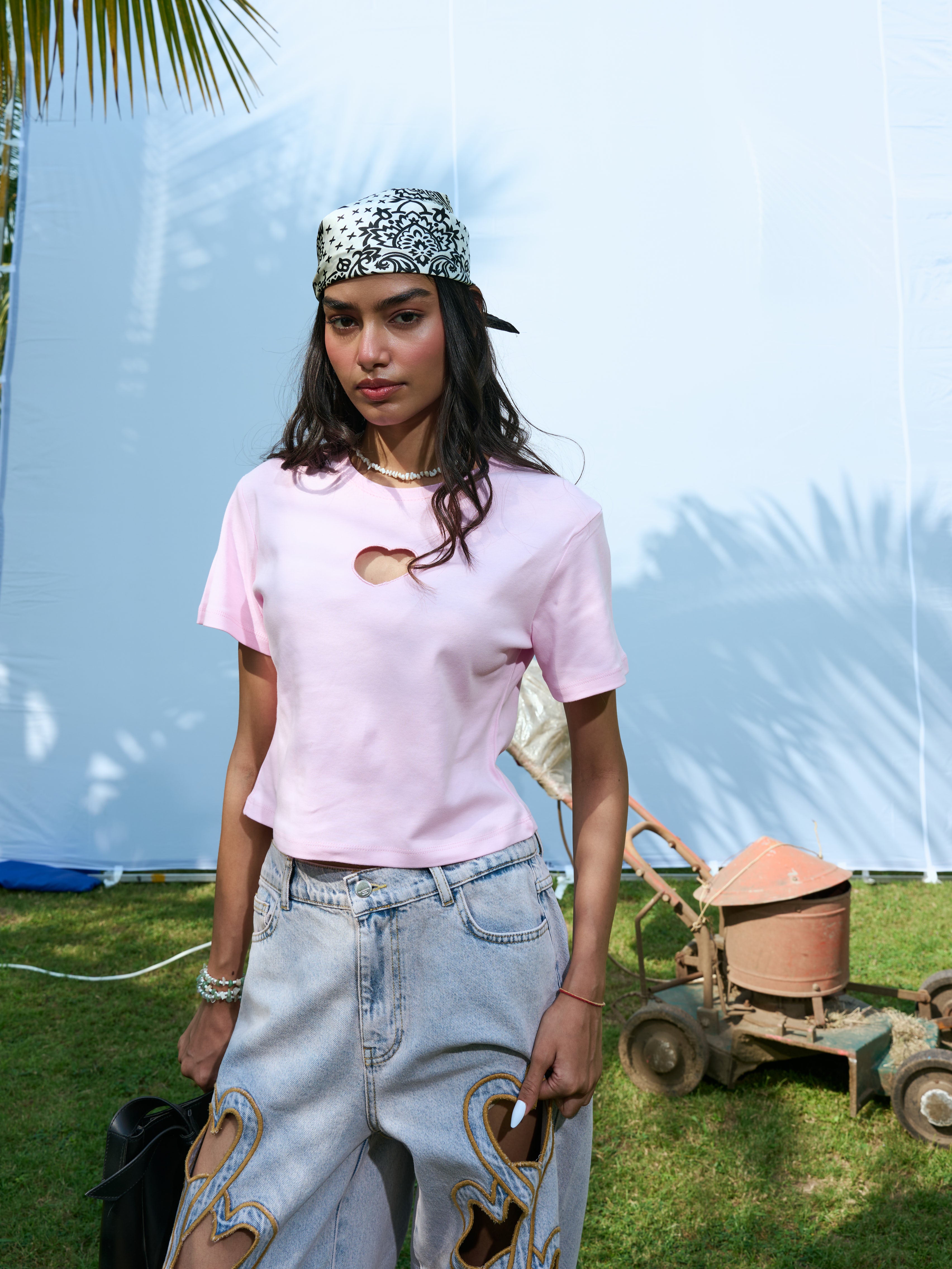 Sweetheart Cutout Top - Cloud Pink