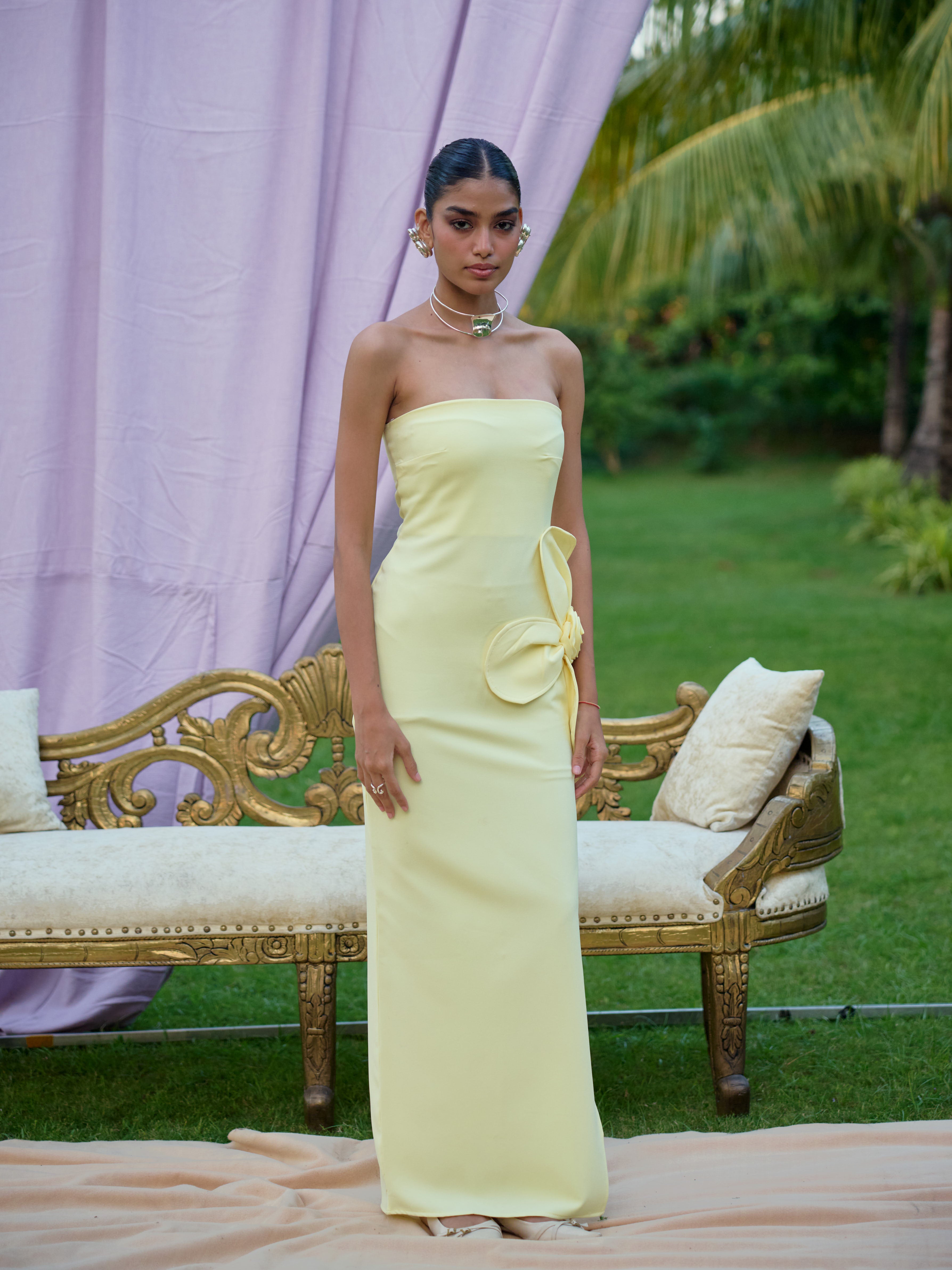 Solène Petal Dress - Butter Yellow